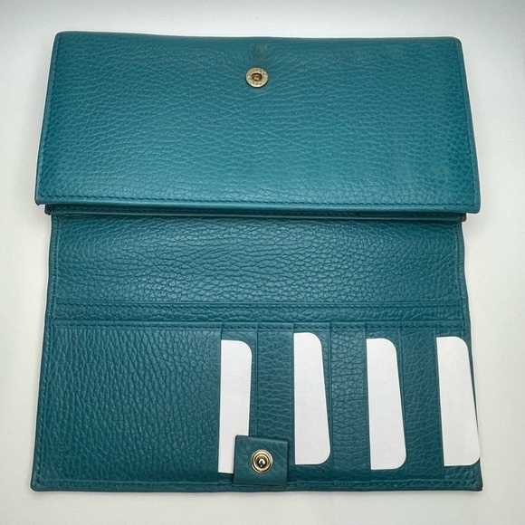 Gucci Blue Pebbled Leather Swing Continental Wallet - Preowned - Picture 15 of 16